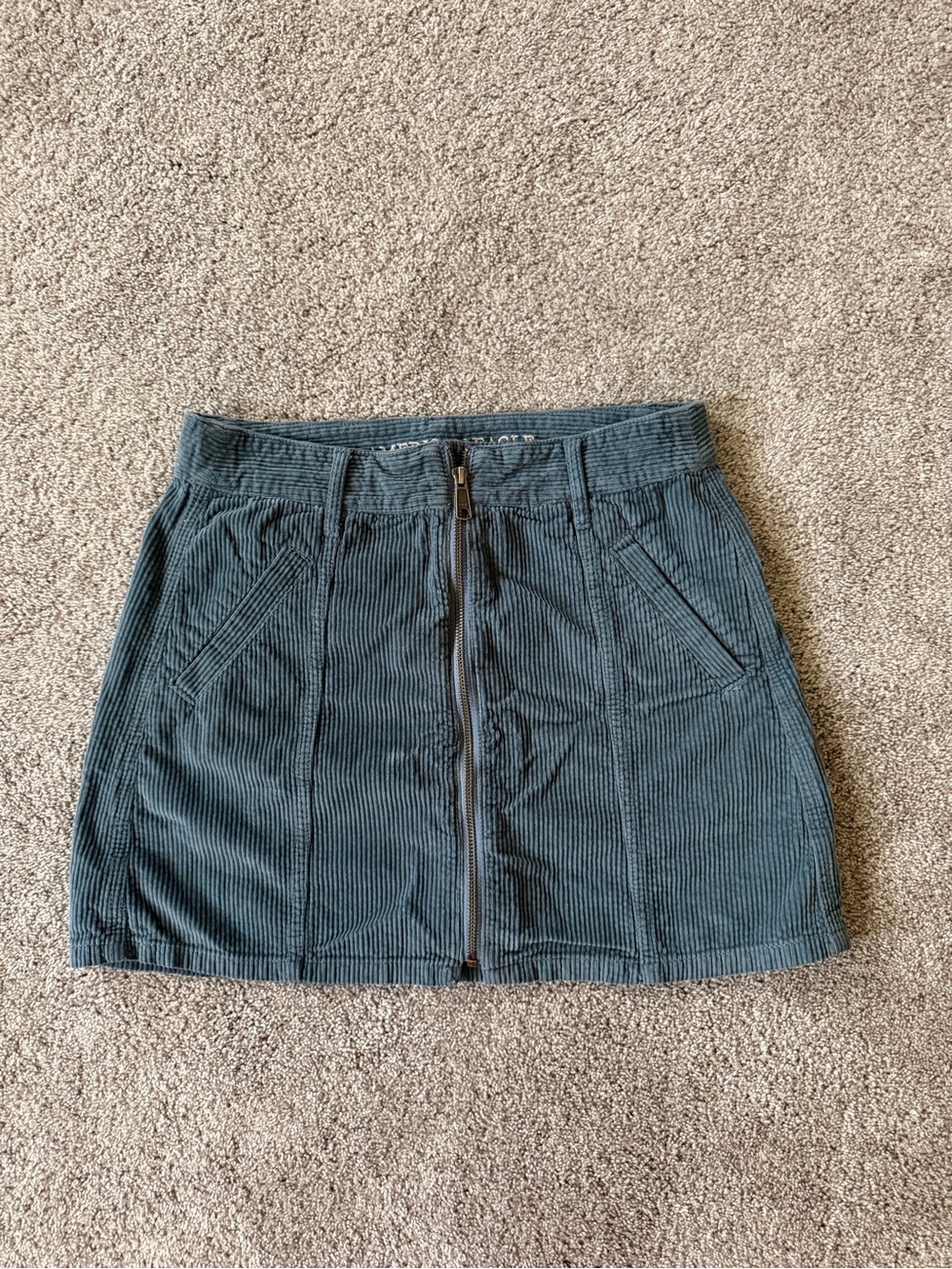 American Eagle Corduroy Zip-Front Hi-Rise A-Line Skirt